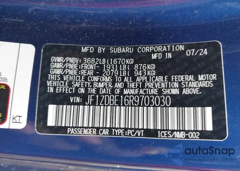 2024 Subaru Brz Limited z USA, uszkodzony, nr VIN JF1ZDBE16R9703030